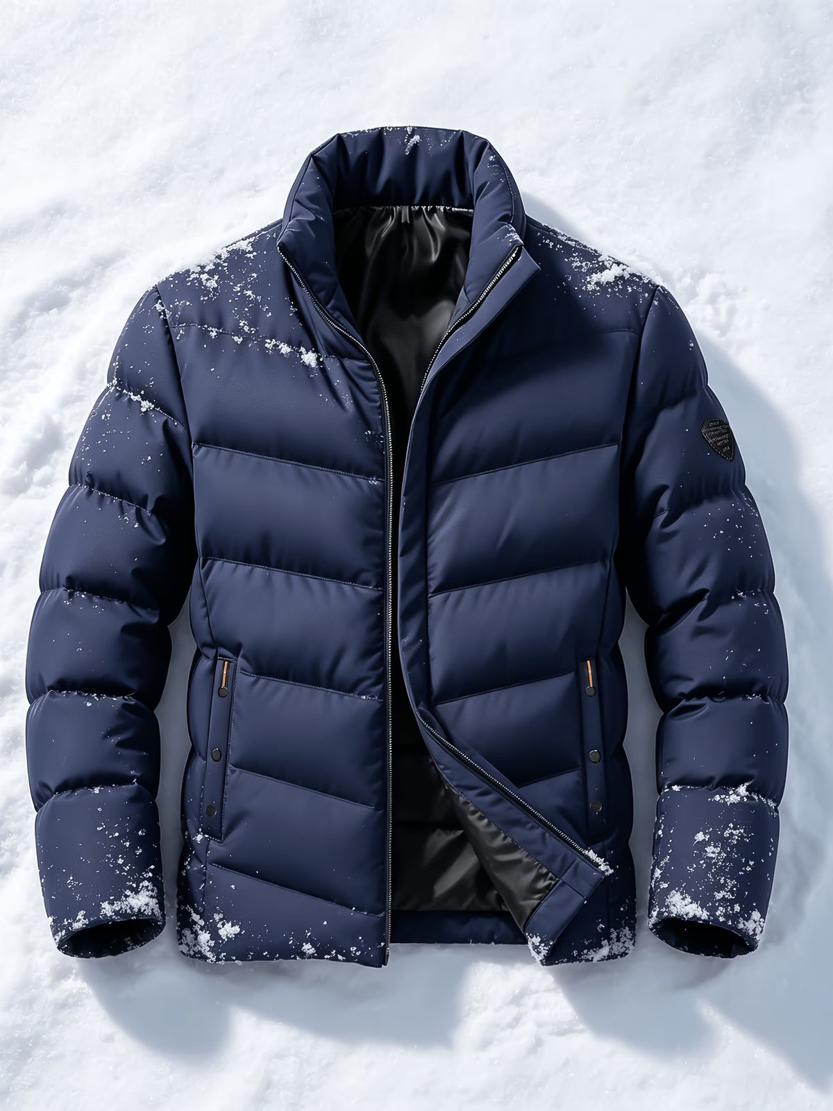 Men's Grey Puffer Jacket – Quilted Winter Coat with Stand Collar