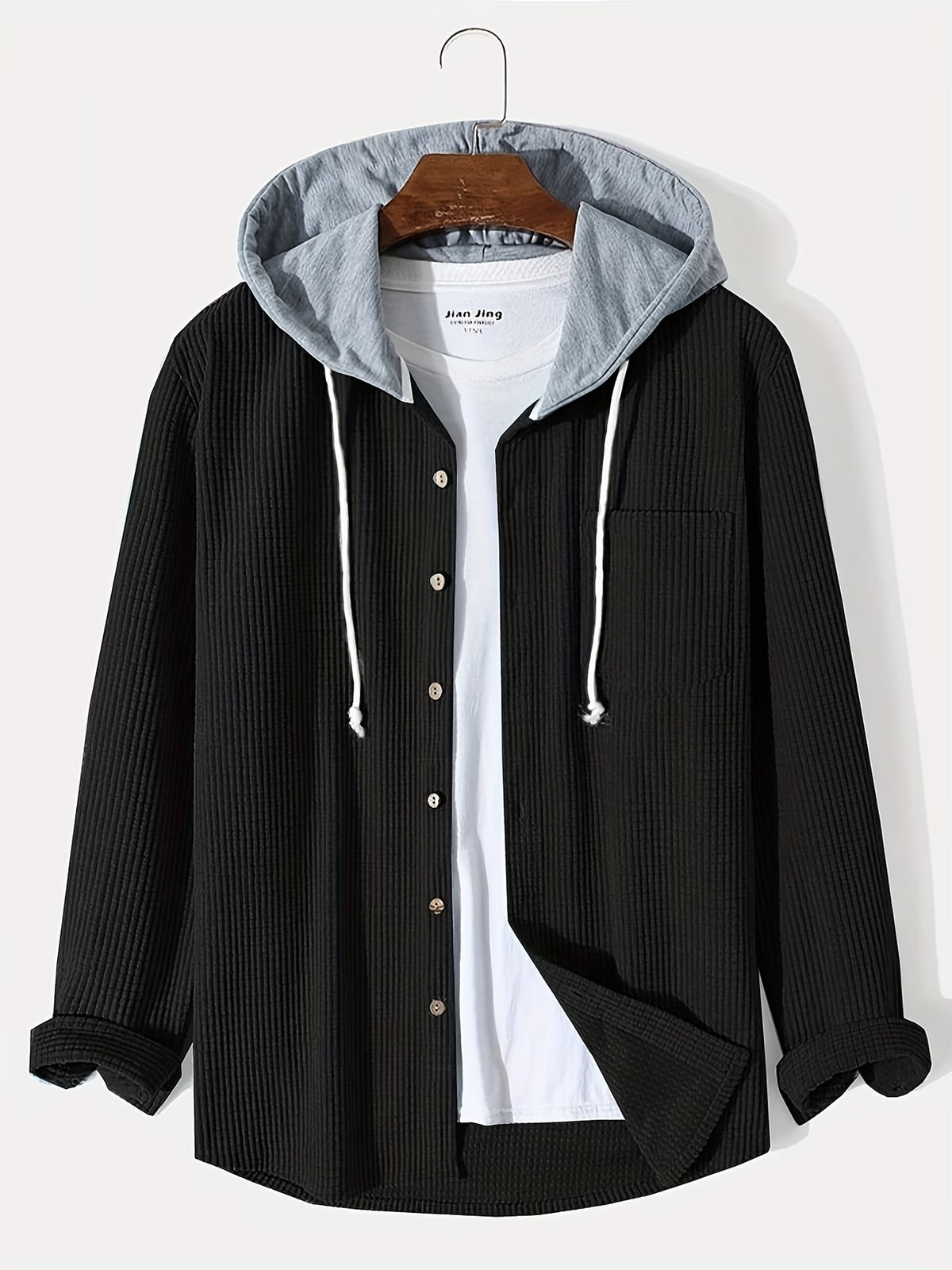 White & Black Abstract Print Zip-Up Jacket – Minimalist Streetwear