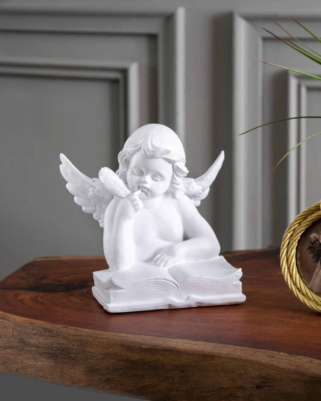 Book Reading Angel Cherub Figurine