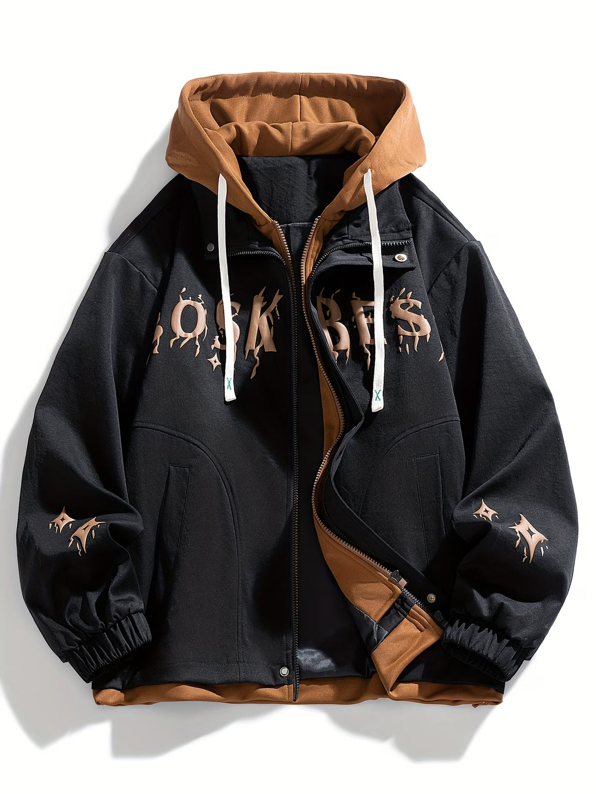 Black & Brown Graphic Zip-Up Hoodie Jacket – Streetwear Edition