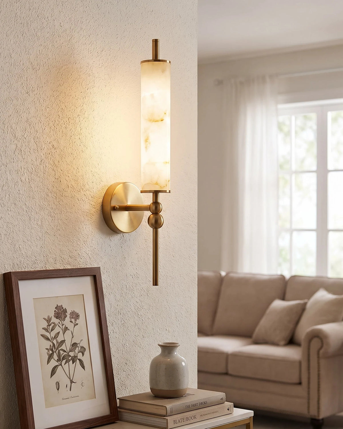 Alabaster Spindle Wall Light