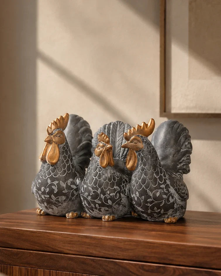 'Charming Trio' Adorable Rooster Figurine