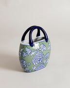Floral Heritage Handled Vase - Green