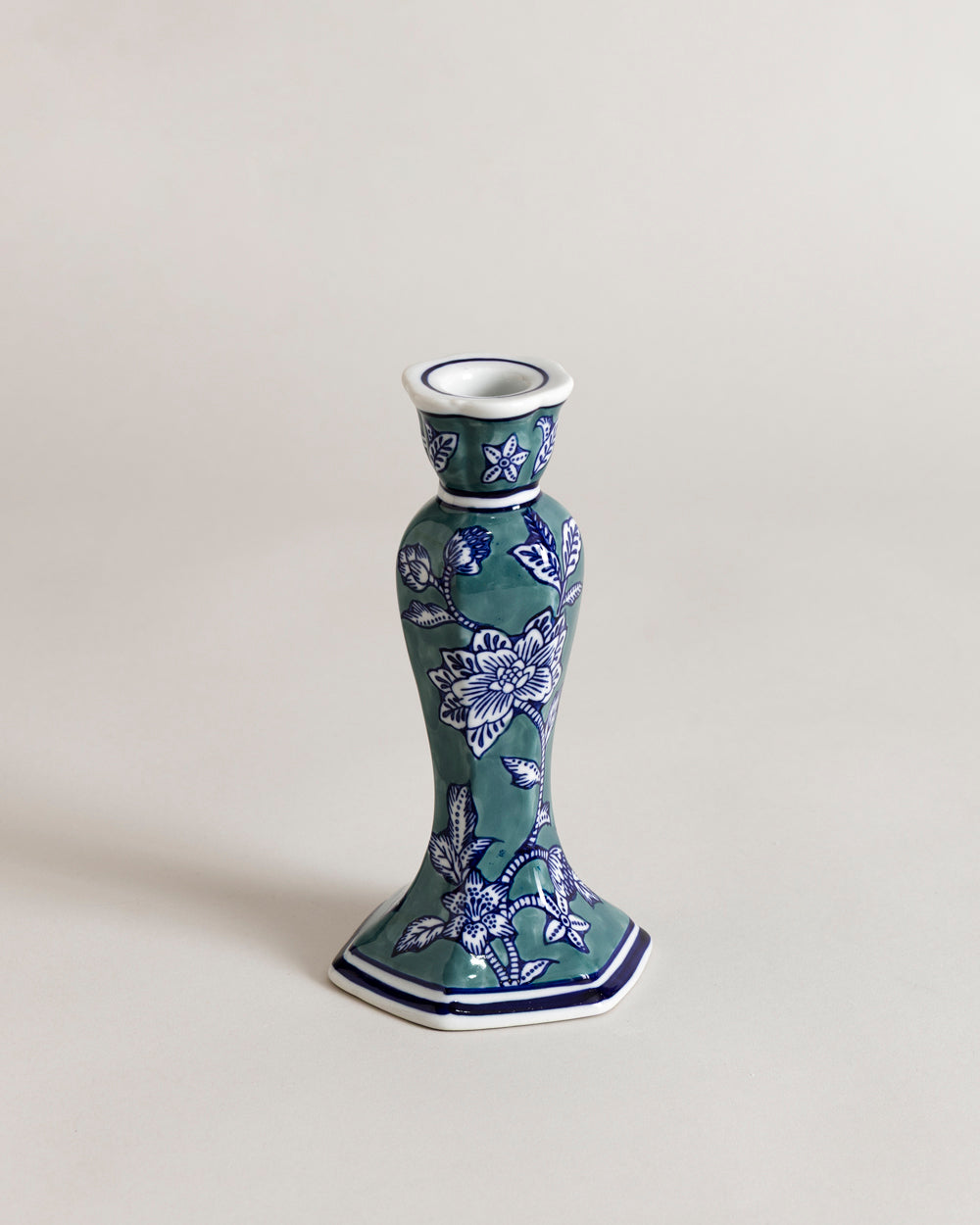 Floral Elegance Tapered Candle Stand - Green