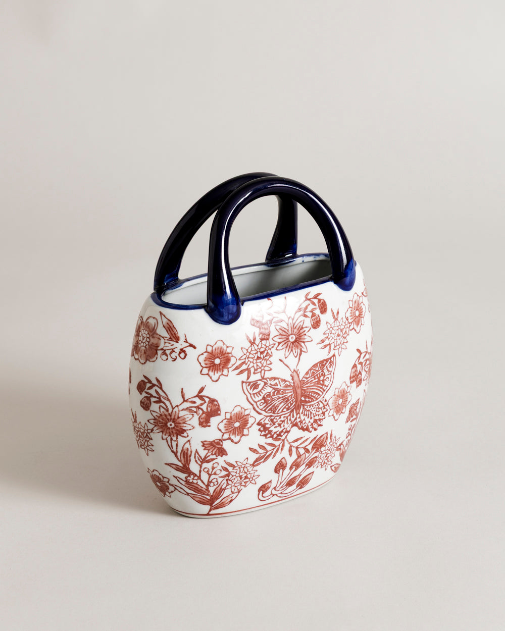 Floral Heritage Handled Vase - Red