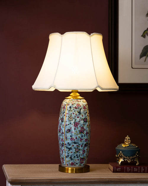 Azure Blossom Ceramic Table Lamp
