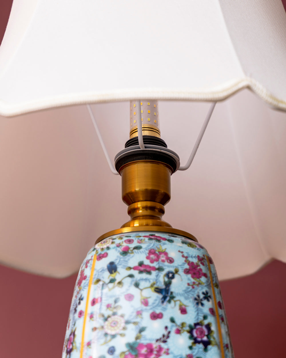 Azure Blossom Ceramic Table Lamp