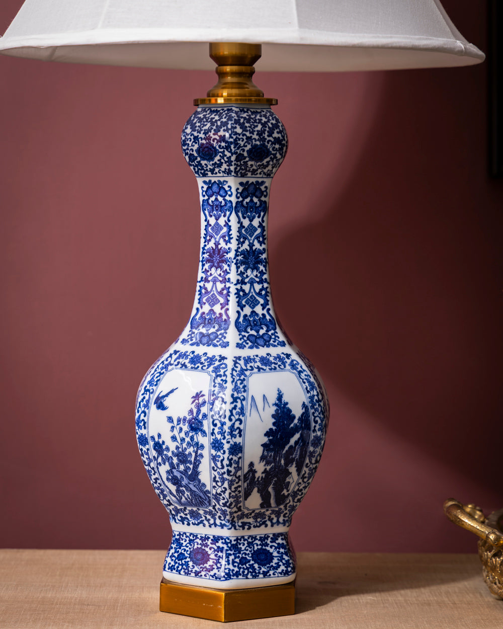 Blossoms & Landscape Ceramic Table Lamp