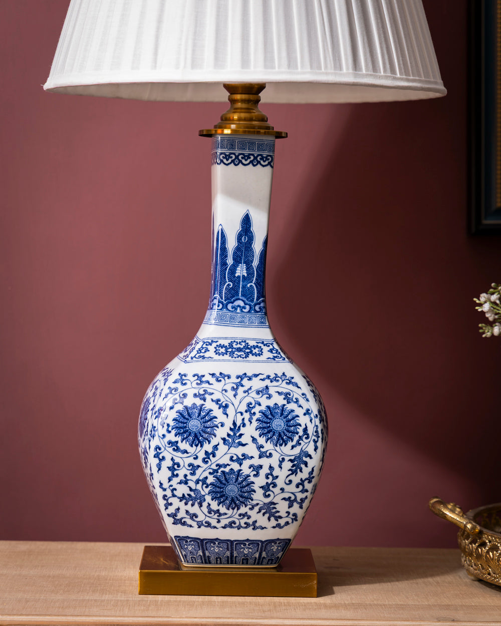 Indigo Chrysanthemum Ceramic Table Lamp