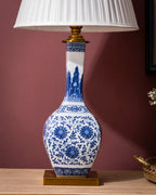 Indigo Chrysanthemum Ceramic Table Lamp