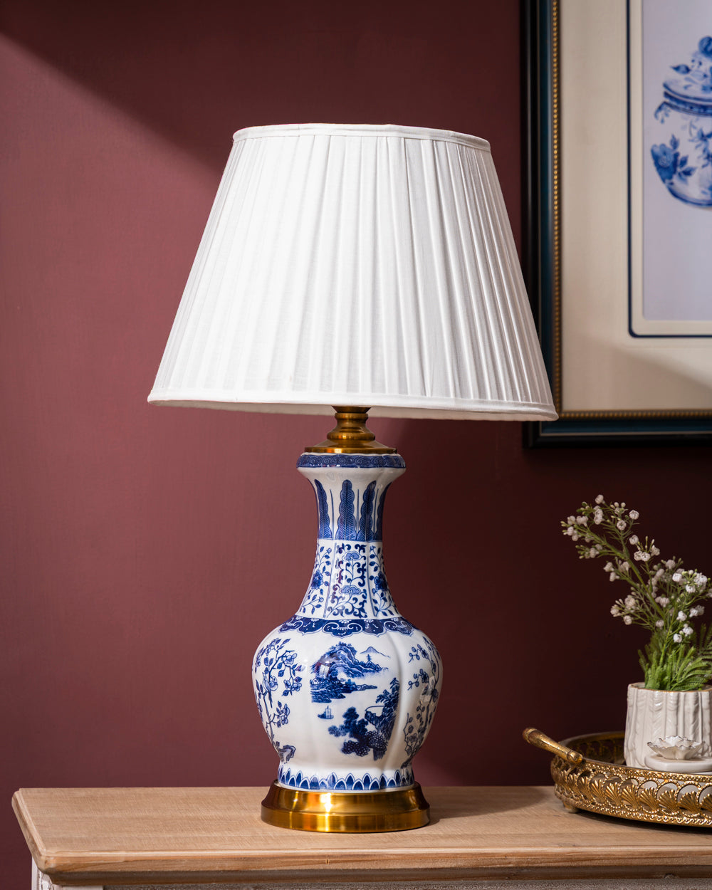 River Landscape Ceramic Table Lamp