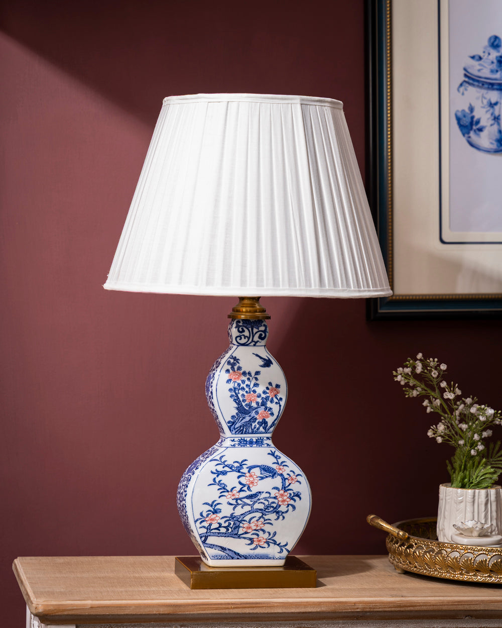 Plumage Double-Gourd Ceramic Table Lamp