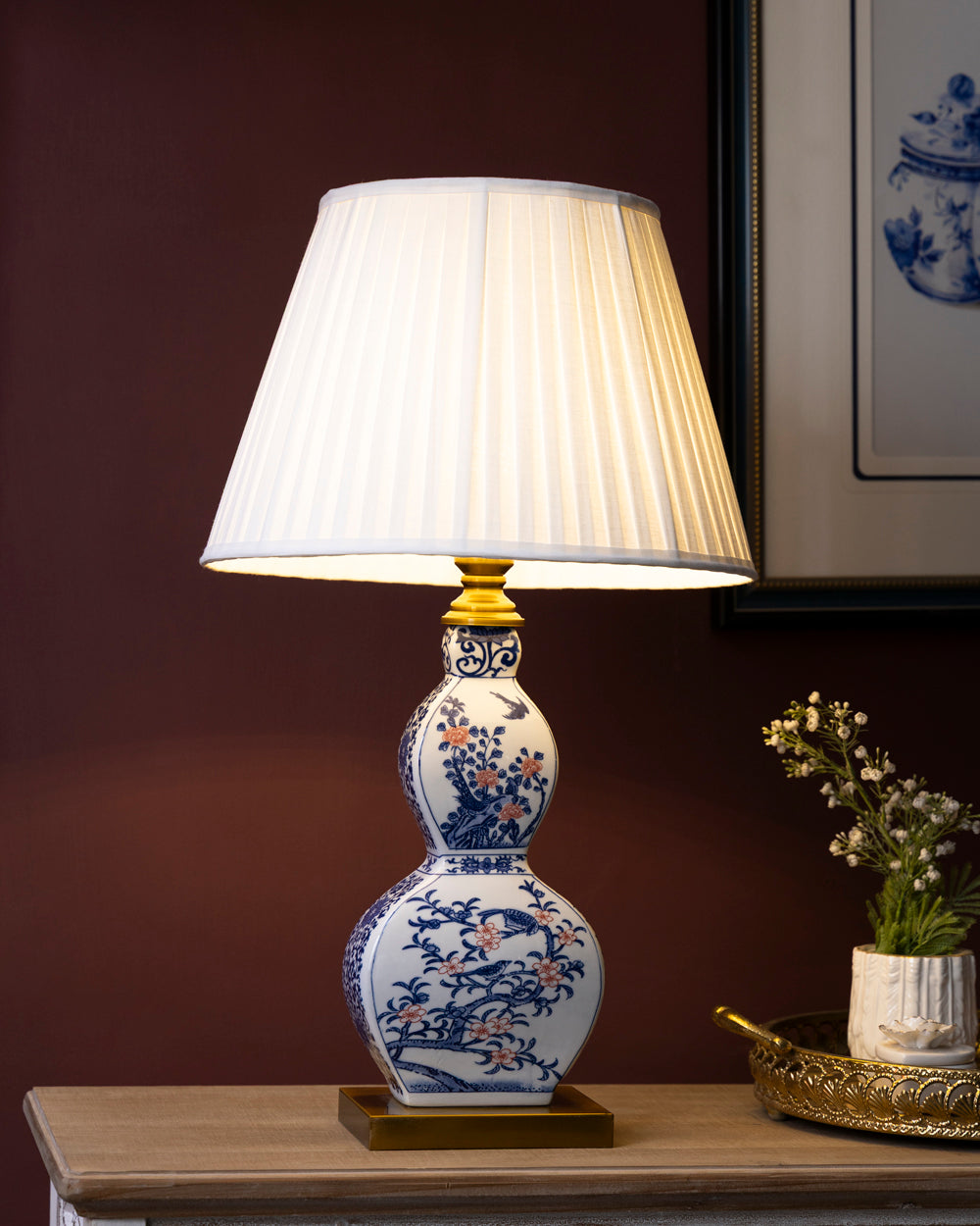 Plumage Double-Gourd Ceramic Table Lamp