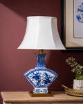 'Warriors' Fan Shape Porcelain Vase Table Lamp
