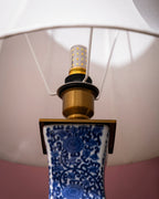 'Warriors' Fan Shape Porcelain Vase Table Lamp