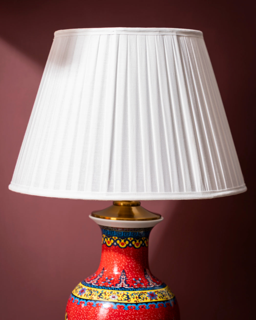 Crimson Peony Ceramic Table Lamp