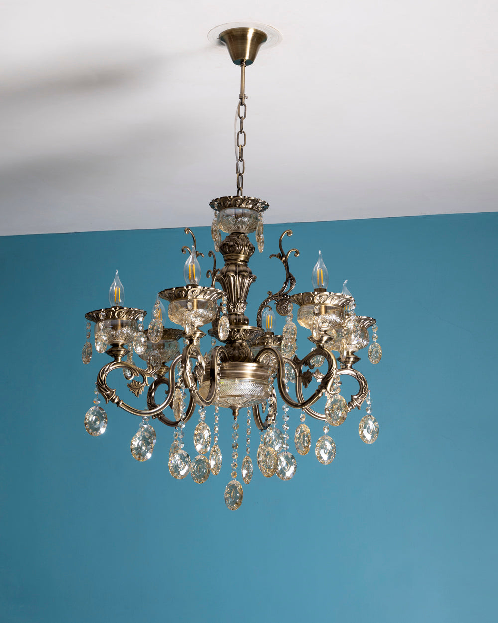 Antique Golden Crystal Chandelier