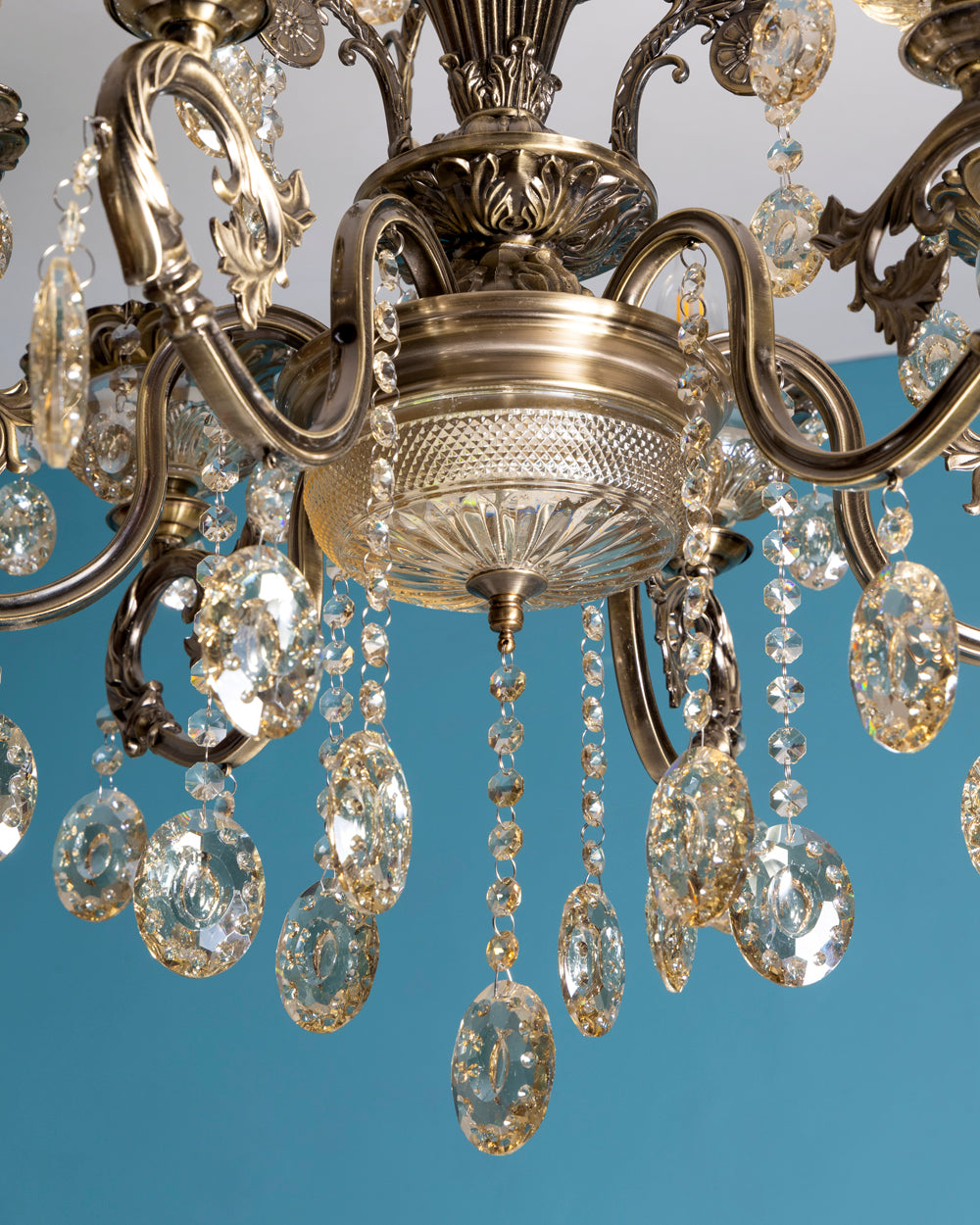 Antique Golden Crystal Chandelier