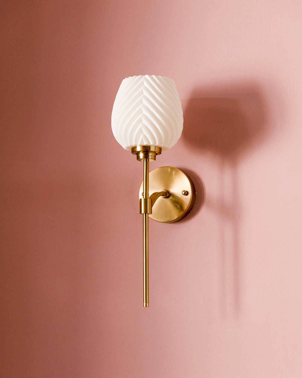 Modern Golden Wall Light with White Textured Shade