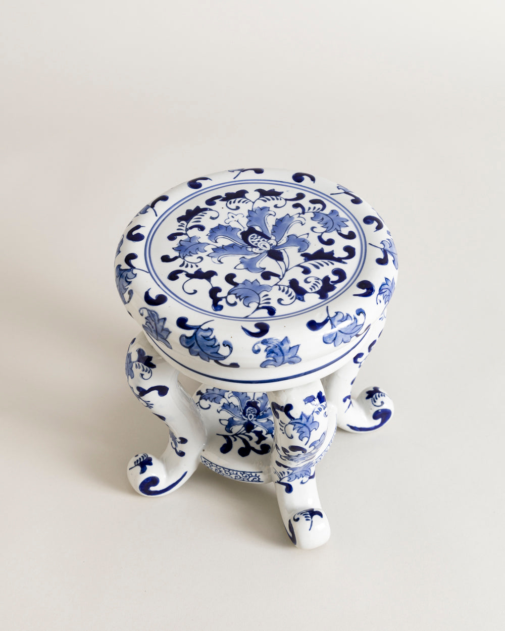 Ornate Floral Scroll Small Ceramic Stool