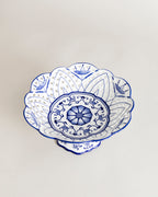 Traditional Blue & White Hand-Painted Footed Bowl