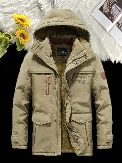 Men's Navy Blue Hooded Winter Jacket