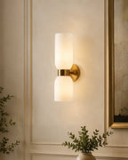 Dual Ribbed Glass Wall Light - White