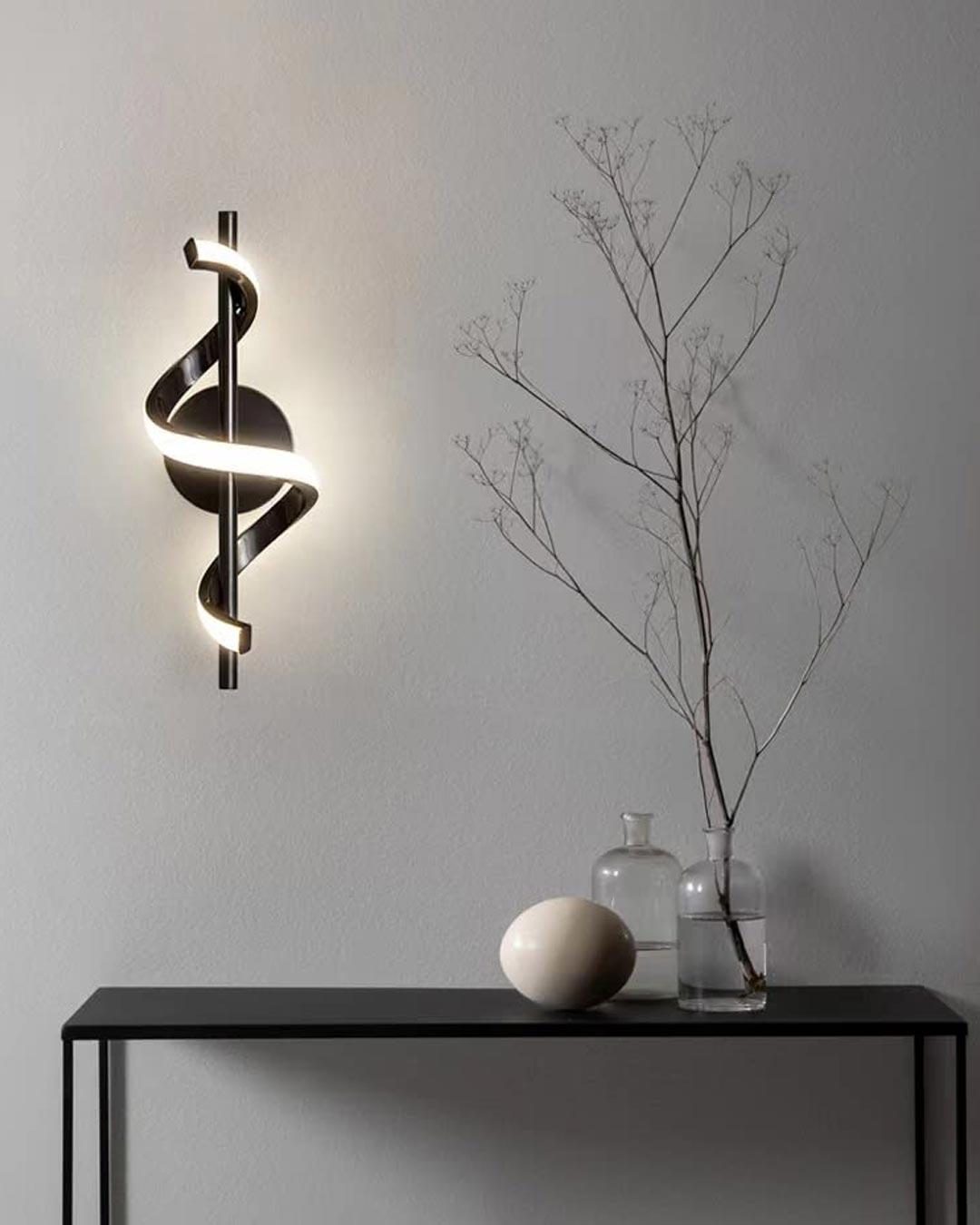 Sprial LED Wall Light - Black