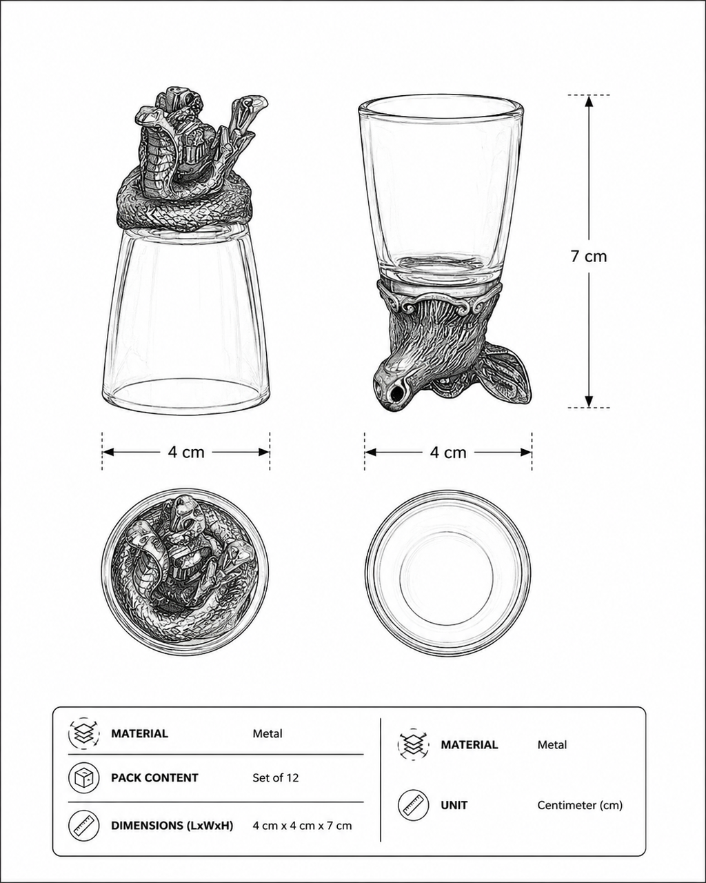 Animal Head Shooters Bronze - Set of 12