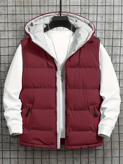 Light Grey Hooded Puffer Vest – Sleeveless Quilted Winter Jacket