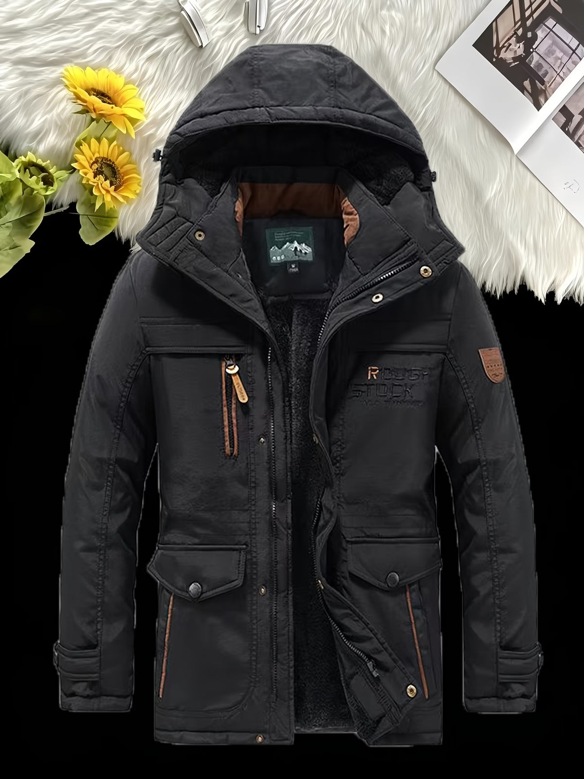 Men's Navy Blue Hooded Winter Jacket