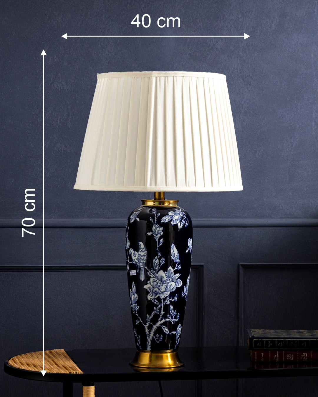 Midnight Blossom Ceramic Table Lamp