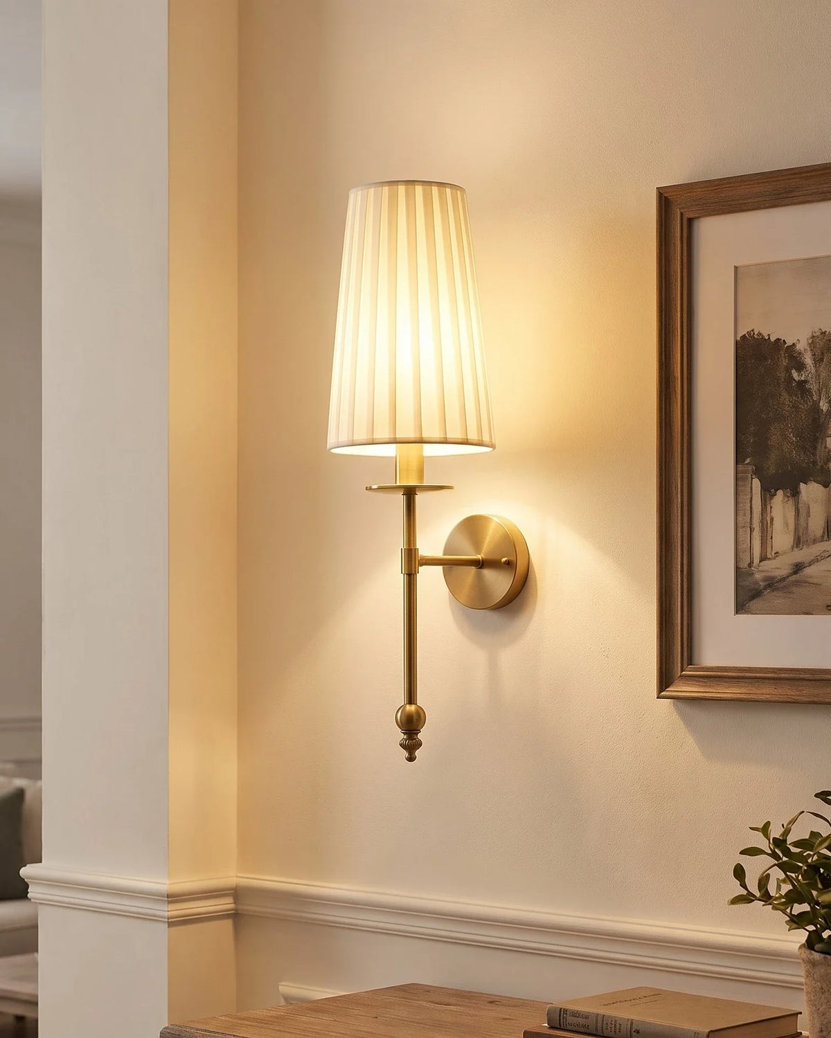 Pleated Cone Shade Wall Light