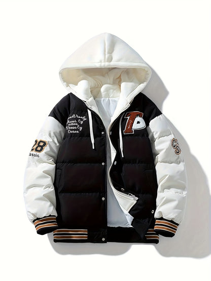 Men's Brown &amp; Cream Hooded Puffer Jacket – Winter Streetwear