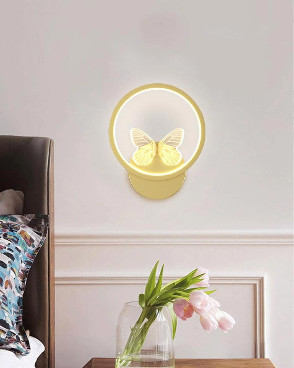 Butterfly Round Wall Sconce - Gold