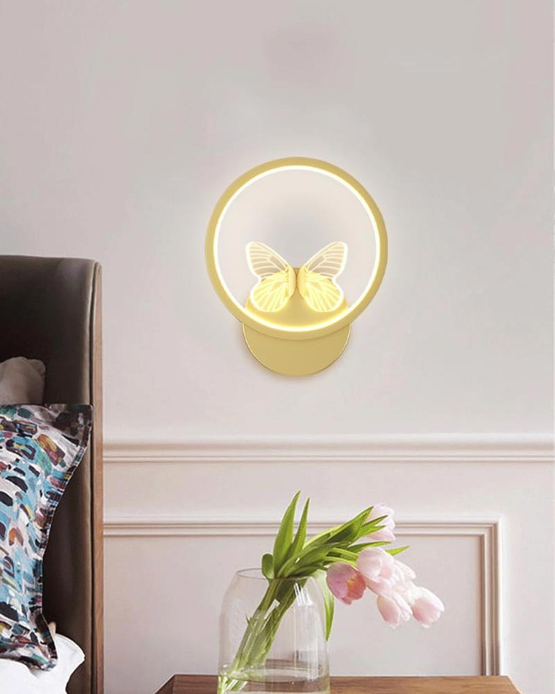 Butterfly Round Wall Sconce - Gold