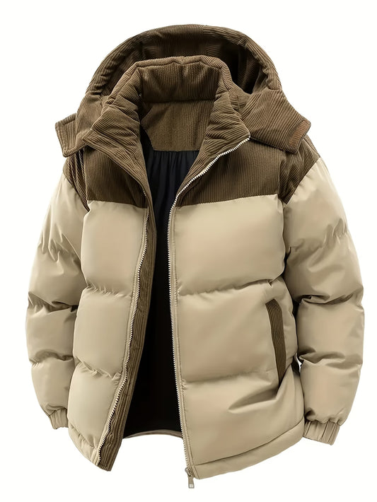 Men's Blue &amp; Grey Hooded Puffer Jacket