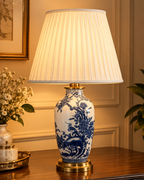 Blue and White Floral Table Lamp