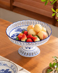 Blue Willow Scenic Pedestal Fruit Bowl