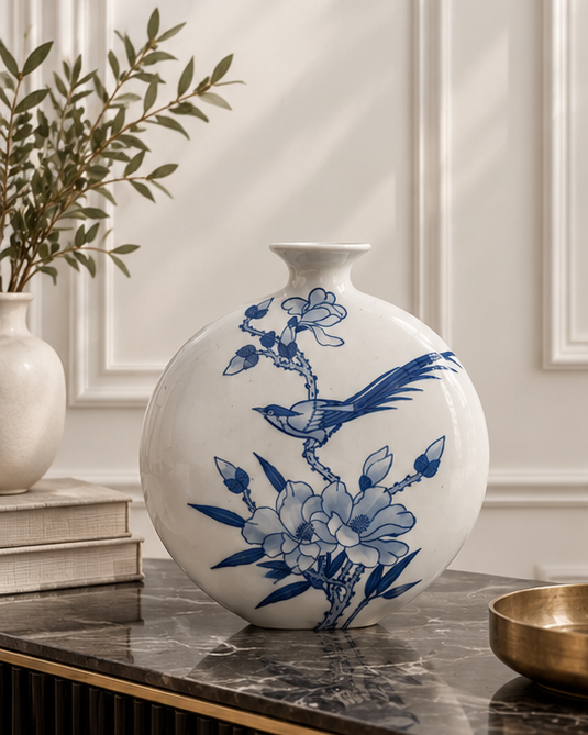 Songbird Blossom Moon Vase