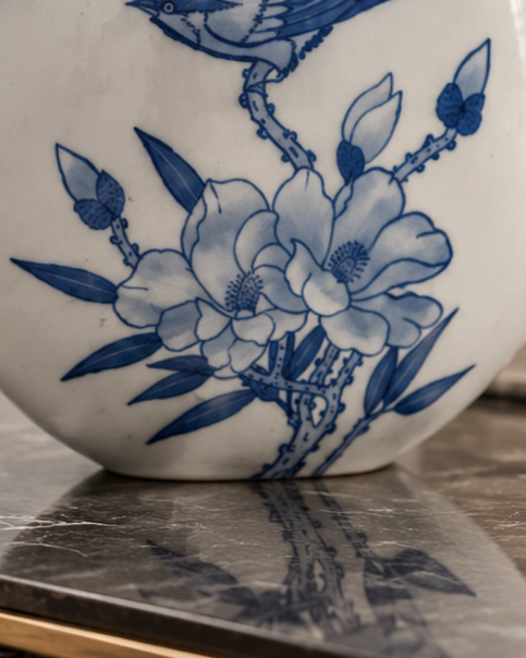 Songbird Blossom Moon Vase