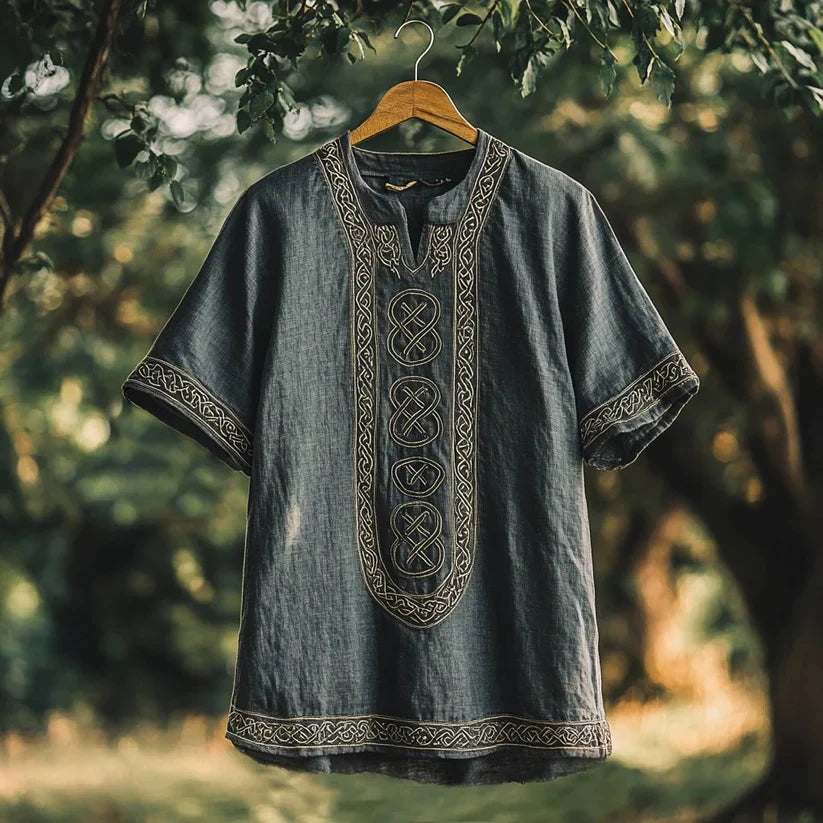 Viking Norse Graphic Shirt – Charcoal Gray Medieval Knotwork Streetwear