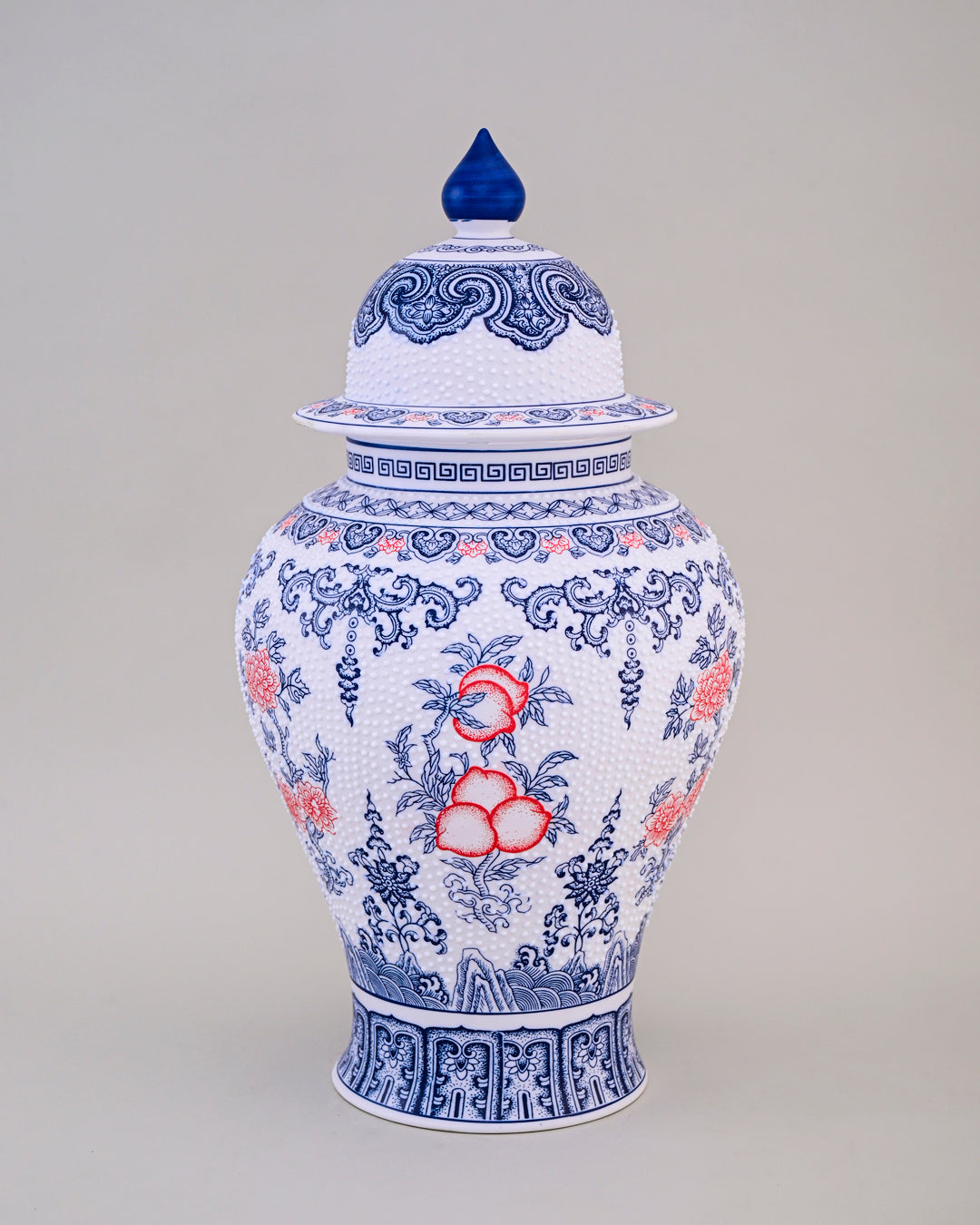 Amaranthine Fine Porcelain Dotted Temple Jar - 50 cm