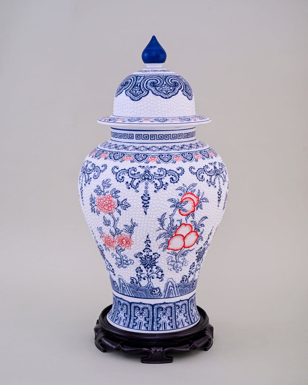 Amaranthine Fine Porcelain Dotted Temple Jar - 50 cm