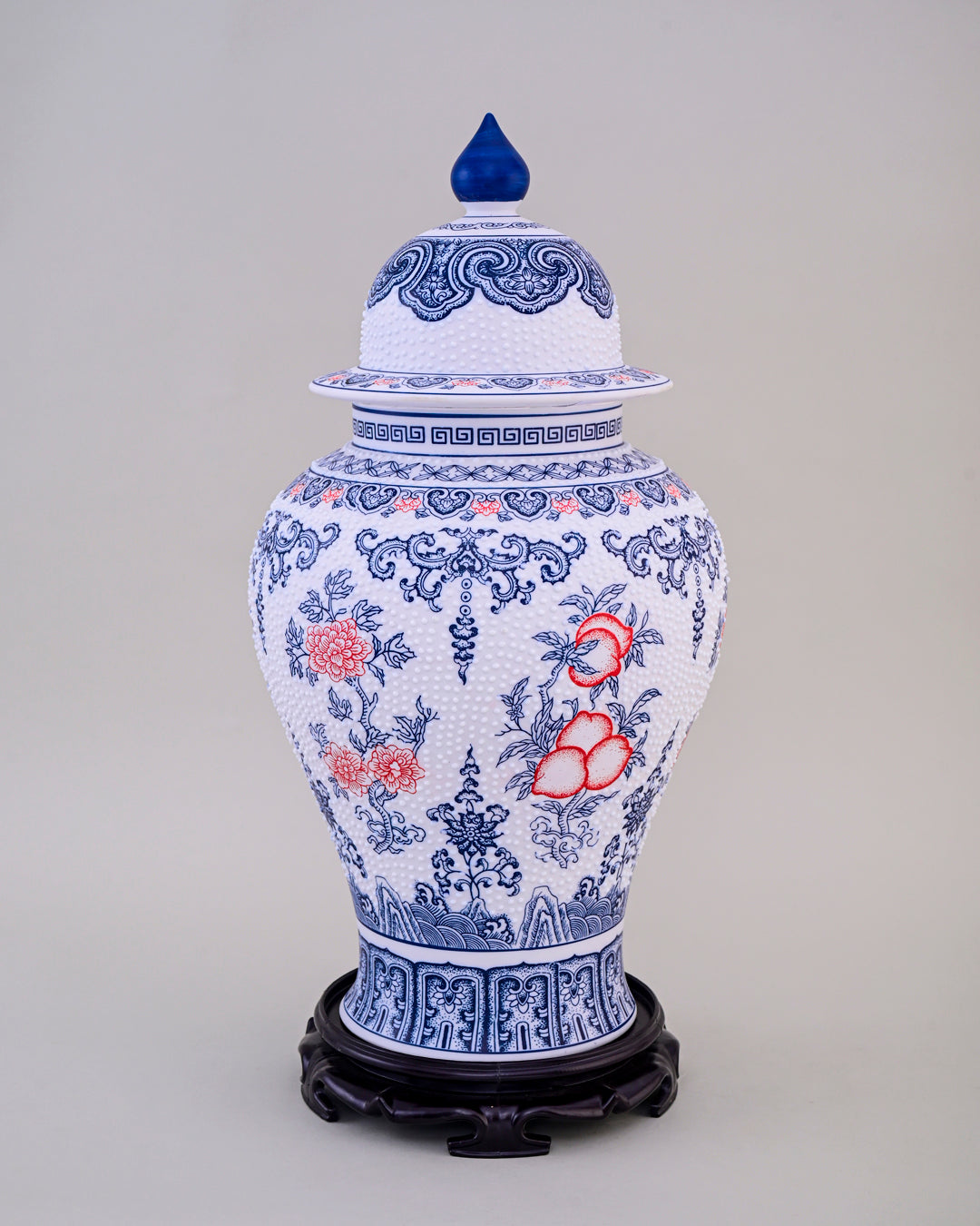 Amaranthine Fine Porcelain Dotted Temple Jar - 50 cm