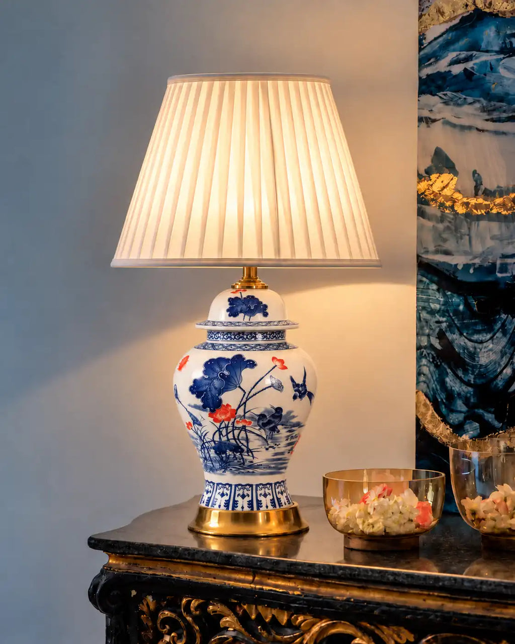 Lotus Pond Ceramic Table Lamp