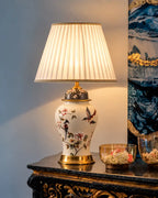Avian Blossom Hand Painted Table Lamp