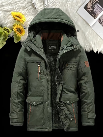Men's Navy Blue Hooded Winter Jacket