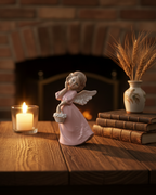 Blush Angel with Flower Basket - Fine Porcelain Figurine